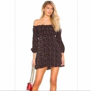 NWT LOVERS + FRIENDS Off Shoulder Mini Heart Print Dress